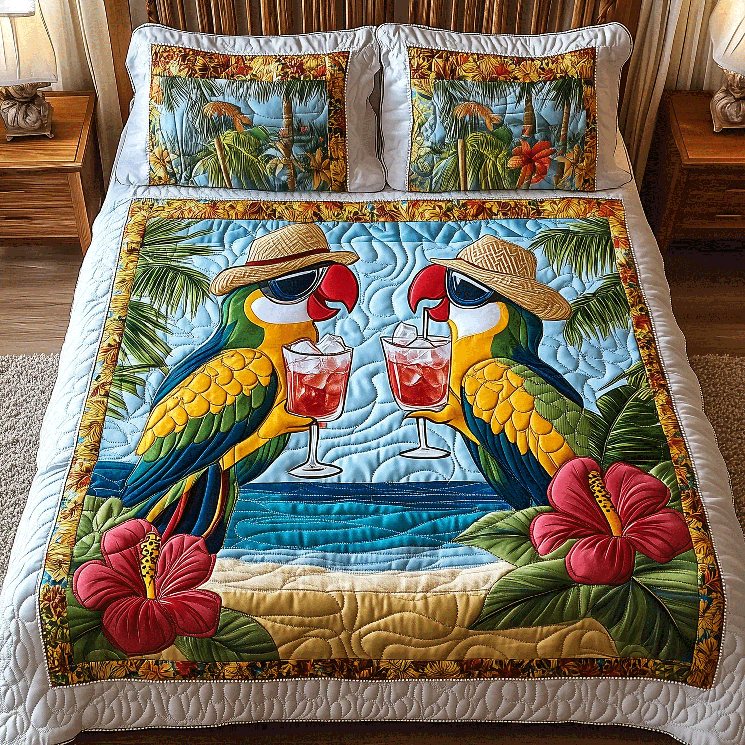 Tropical Vibes Quilted Bedding Set Duvet Cover Bedspread Best Gifts For Ocean Lovers Tropical Vibes Quilted Bedding Set Duvet Cover Bedspread Best Gifts For Ocean Lovers
