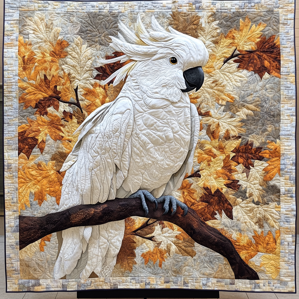 Tropical Whisper Quilted Blanket Cute Throw Blanket Cockatoo Bird Gift