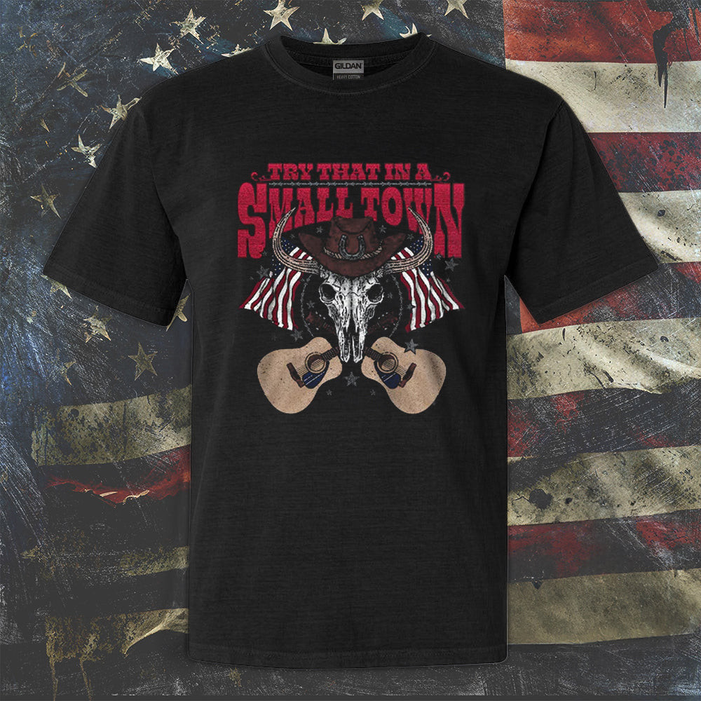 Try That In A Small Town Shirt Bison Skull Western T-Shirt For Country Music Lovers Try That In A Small Town Shirt Bison Skull Western T-Shirt For Country Music Lovers