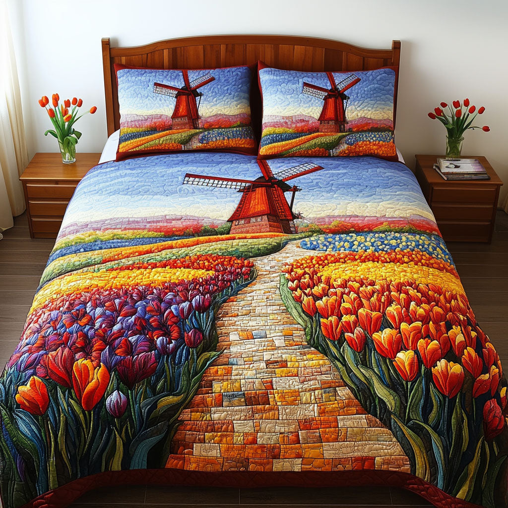 Tulip Trails Quilted Bedding Set Duvet Cover Bedspread Gift Ideas For Ranchers