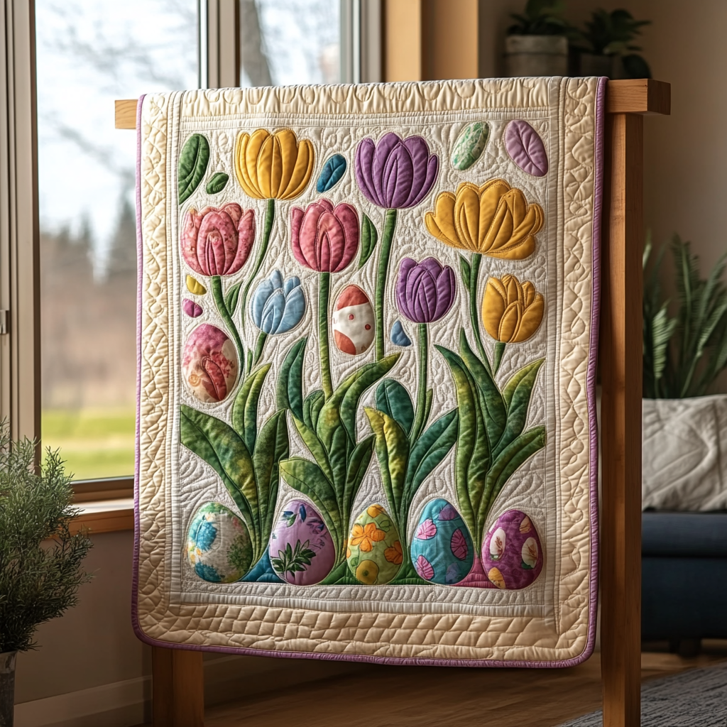 Tulip Trails Quilted Blanket Cute Colorful Blanket Easter Gifts For Him Her Tulip Trails Quilted Blanket Cute Colorful Blanket Easter Gifts For Him Her