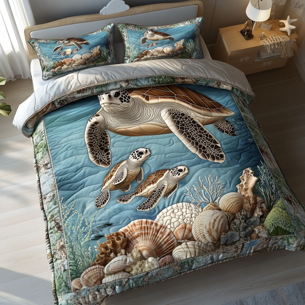 Turtle Oasis Quilted Bedding Set Duvet Cover Bed Sheet Set Sea Turtle Merchandise Turtle Oasis Quilted Bedding Set Duvet Cover Bed Sheet Set Sea Turtle Merchandise