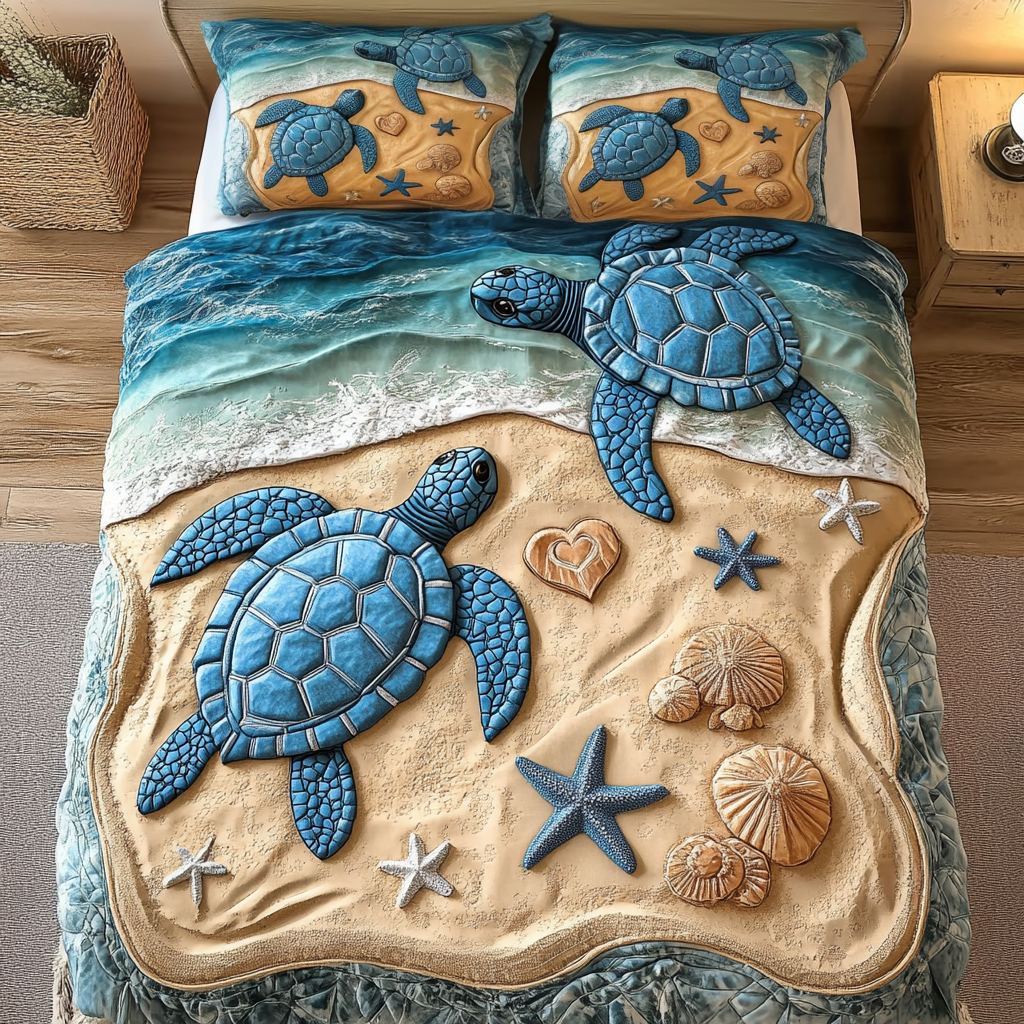 Turtle Shores Quilted Bedding Set Duvet Cover Bed Sheet Set Sea Turtle Themed Gifts Turtle Shores Quilted Bedding Set Duvet Cover Bed Sheet Set Sea Turtle Themed Gifts