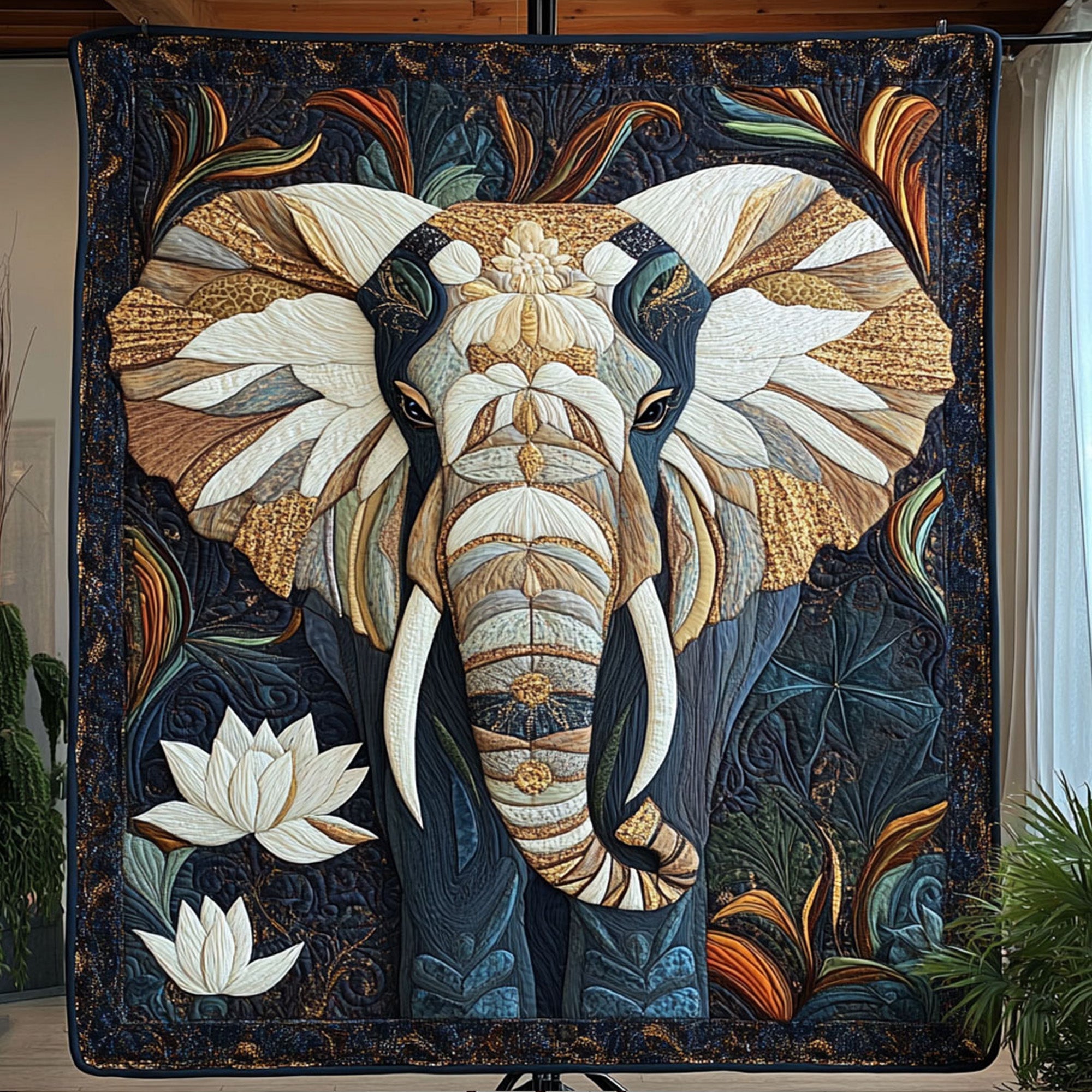 Tusked Wisdom Quilted Blanket Nice Throw Blanket Elephant Anniversary Gifts Tusked Wisdom Quilted Blanket Nice Throw Blanket Elephant Anniversary Gifts