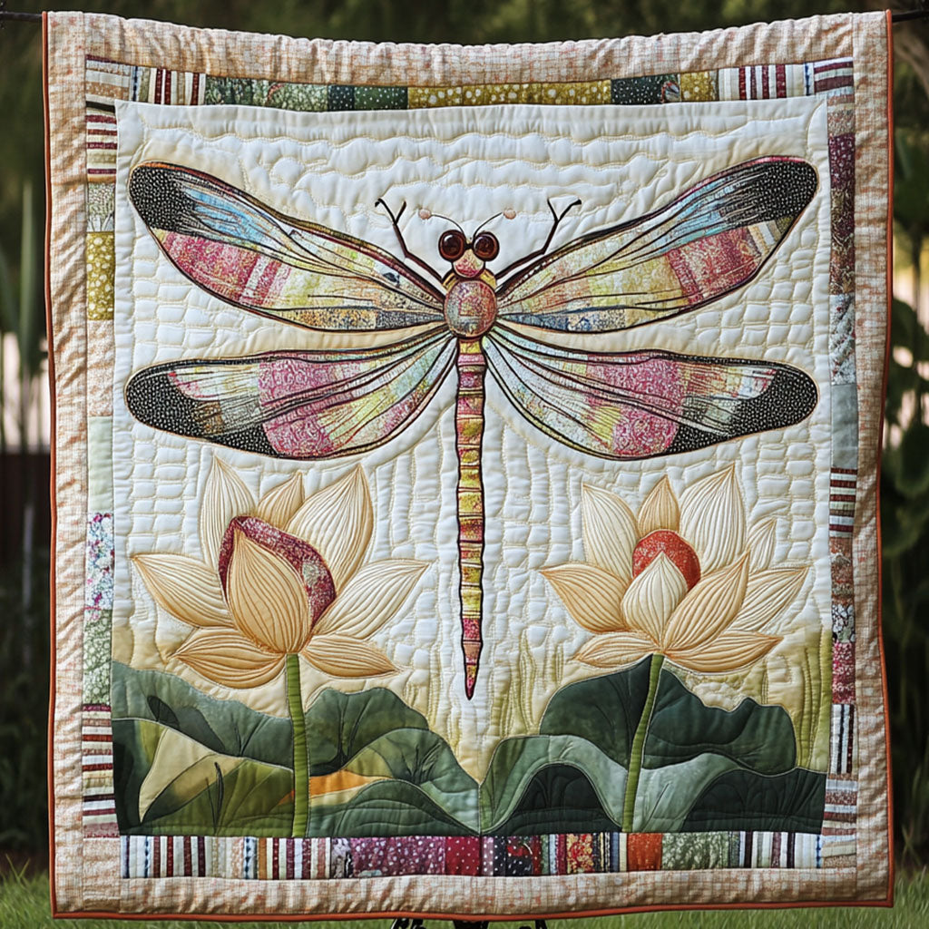 Twilight Lotus Quilted Blanket Cute Colorful Blanket Birthday Gifts For Dragonfly Lovers Twilight Lotus Quilted Blanket Cute Colorful Blanket Birthday Gifts For Dragonfly Lovers