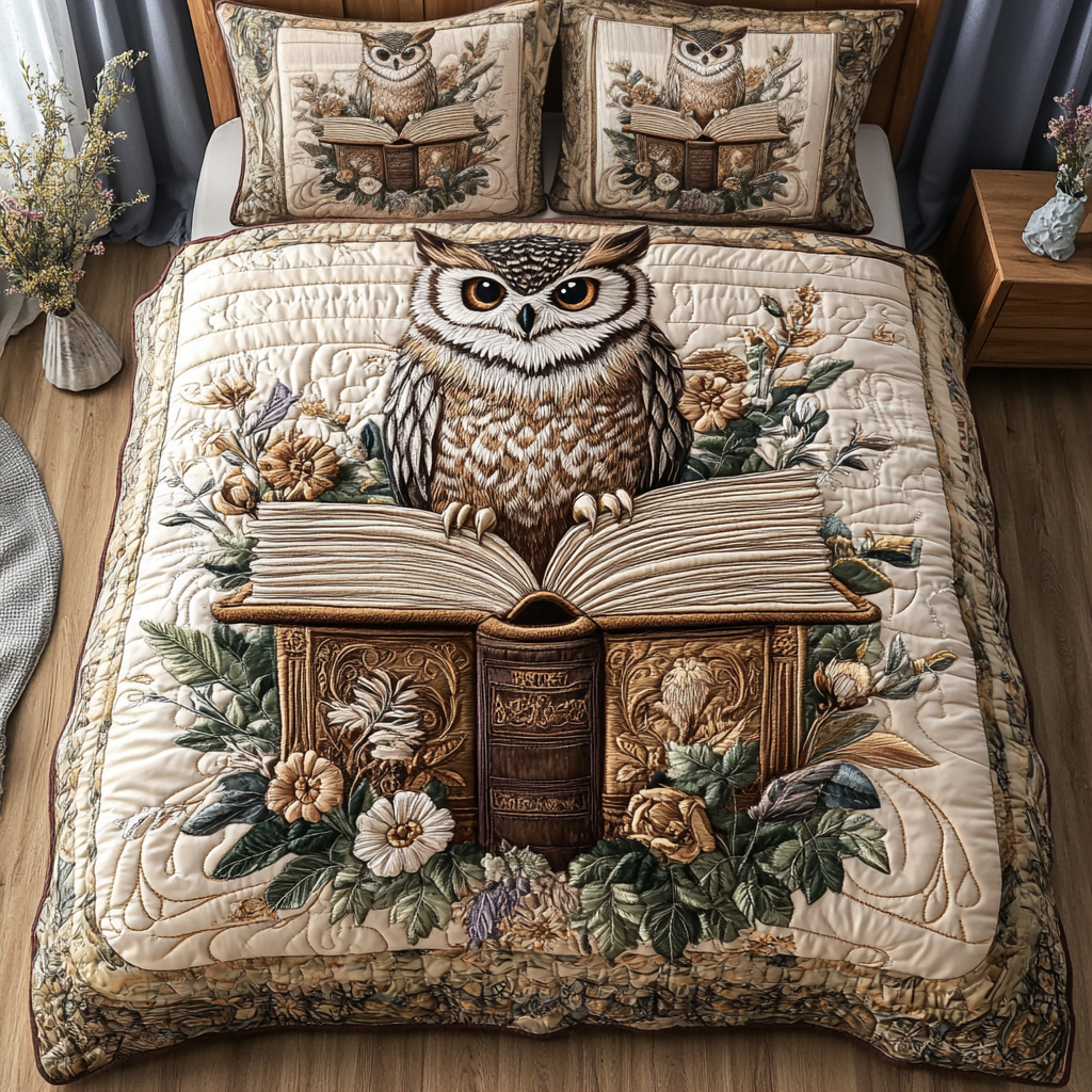 Twilight Soar Quilted Bedding Set Duvet Cover Bed Sheet Set Owl Presents For Her Twilight Soar Quilted Bedding Set Duvet Cover Bed Sheet Set Owl Presents For Her