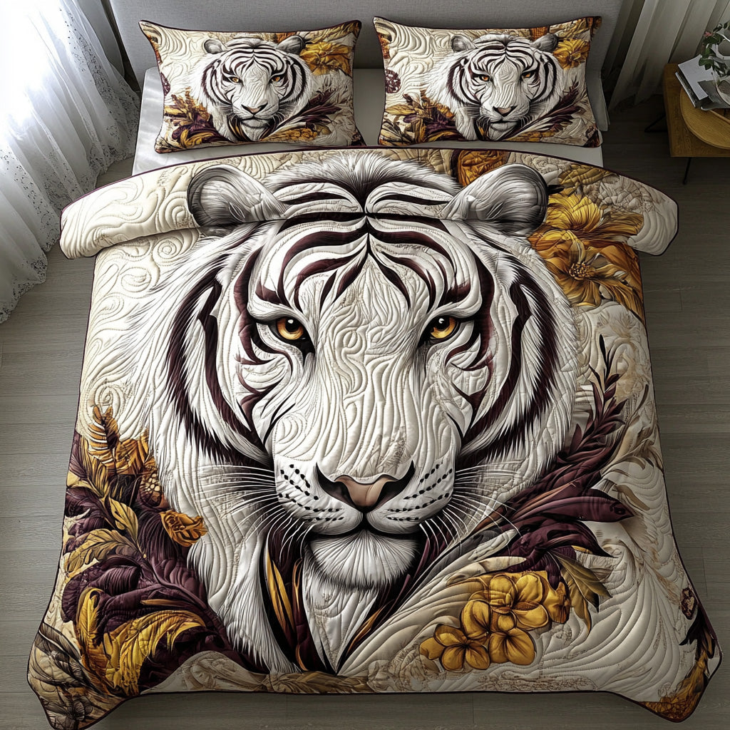 Twilight White Tiger Quilted Bedding Set Duvet Cover Bed Sheet Set Awesome Tiger Gifts Twilight White Tiger Quilted Bedding Set Duvet Cover Bed Sheet Set Awesome Tiger Gifts