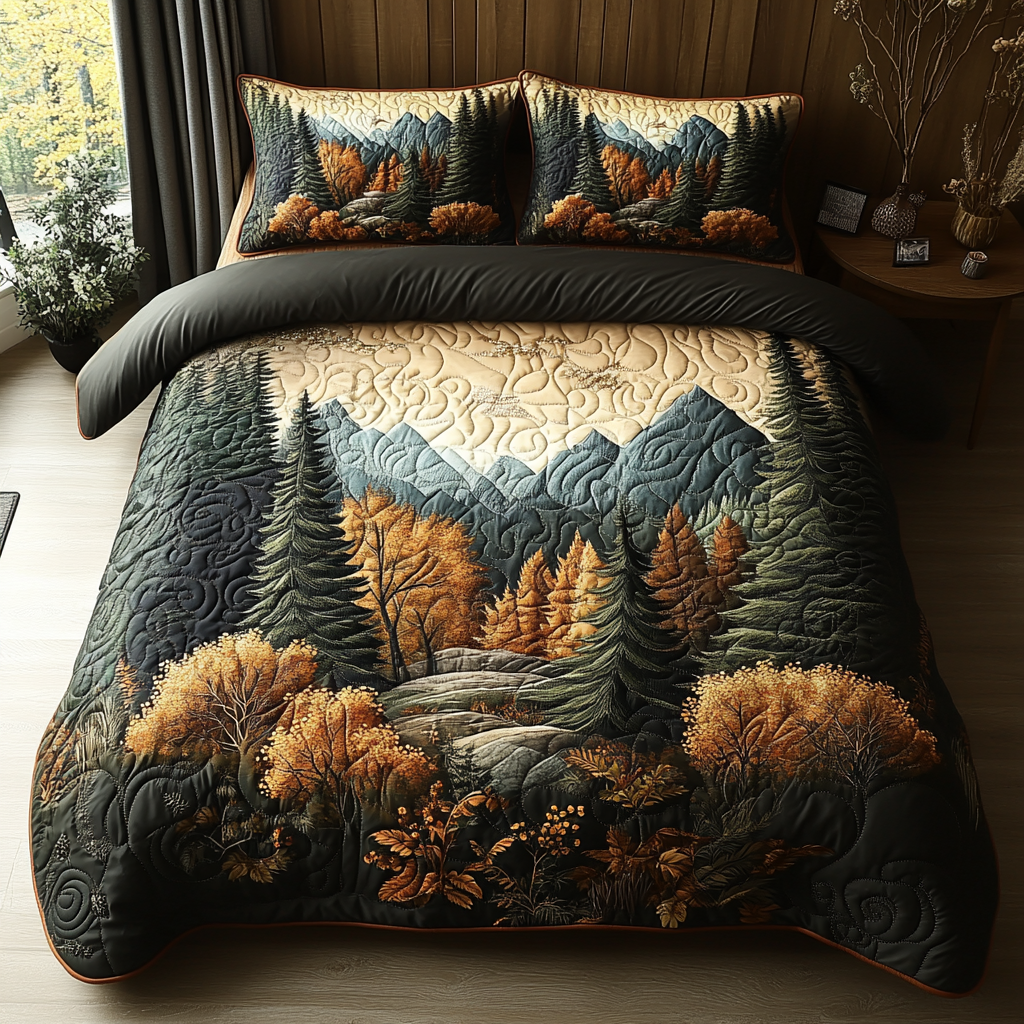 Twilight Woods Quilted Bedding Set Duvet Cover Bedspread Cute Fall Gift Ideas