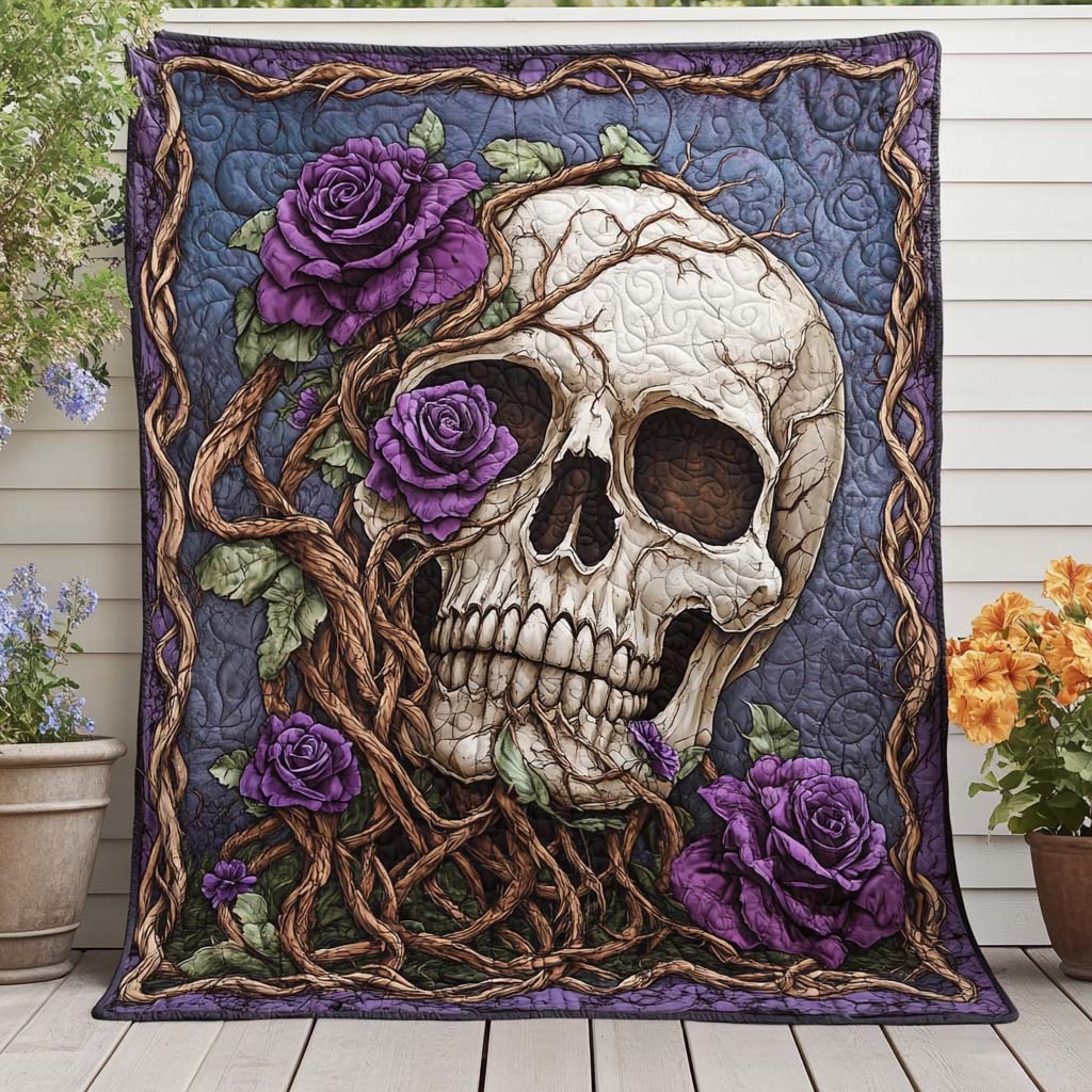 Twisted Bloom Skull Quilted Blanket Nice Throw Blanket Cool Sugar Skull Gifts