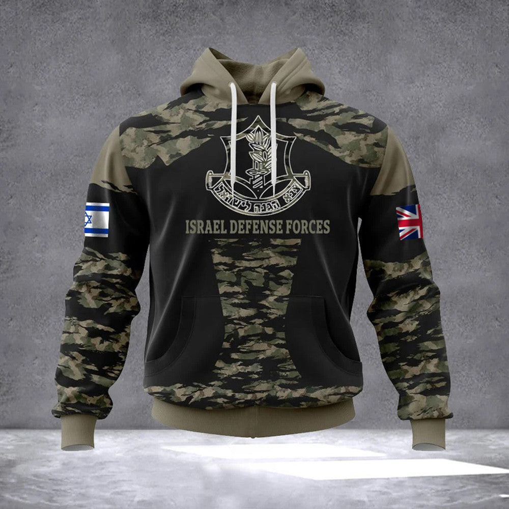 UK Stand With Israel Hoodie Israel Defense Forces Hoodie Camo Clothing For Supporters