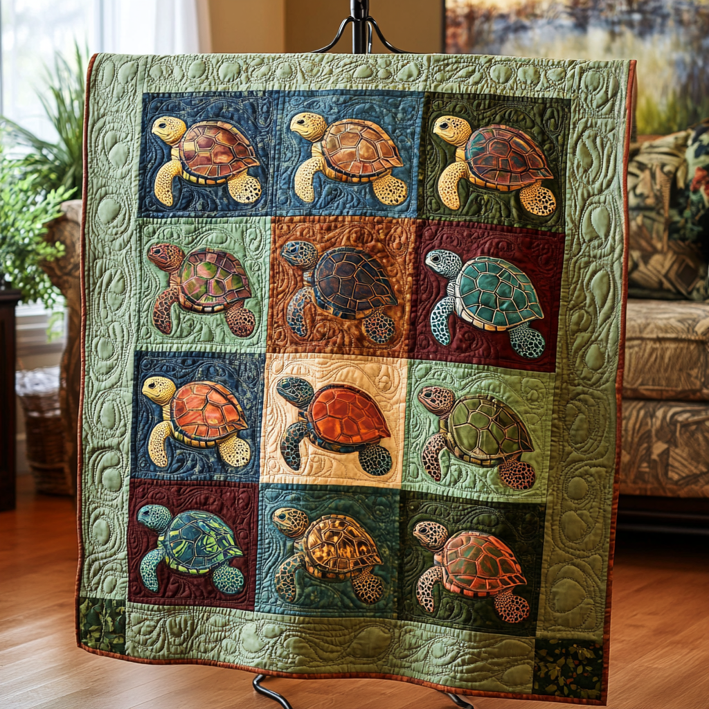 Underwater Escape Quilted Blanket Cute Colorful Blanket Xmas Gifts For Turtle Lovers Underwater Escape Quilted Blanket Cute Colorful Blanket Xmas Gifts For Turtle Lovers