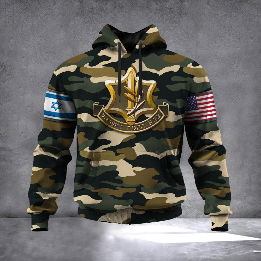 United States I Stand With Israel Camo Hoodie IDF Hoodie Peace For Israel Clothing IDF Merch