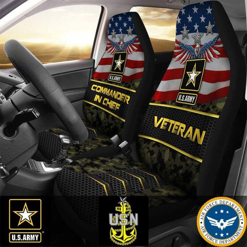 US Army Veteran Commander-In-Chief Car Seat Covers USA Eagle Patriots Car Accessories US Army Veteran Commander-In-Chief Car Seat Covers USA Eagle Patriots Car Accessories