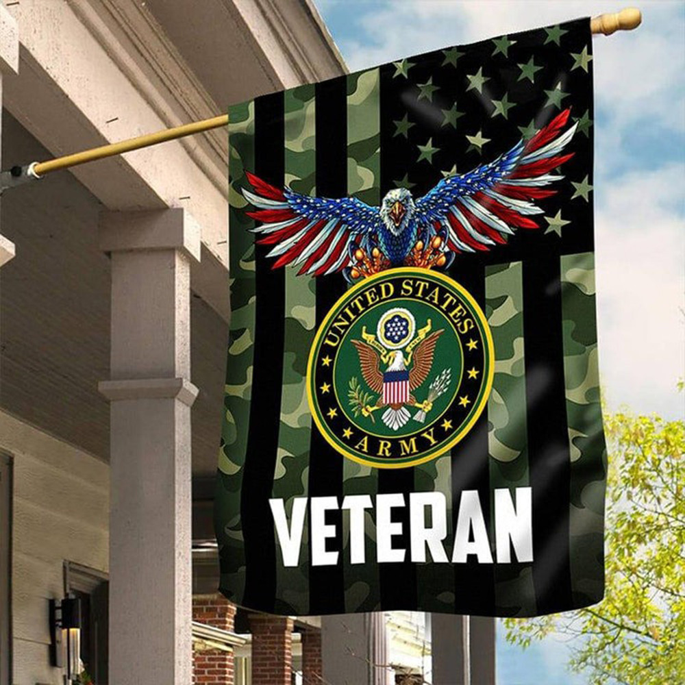 US Army Veteran Flag American Eagle Camo Flag Proud Military Patriotic Merchandise US Army Veteran Flag American Eagle Camo Flag Proud Military Patriotic Merchandise