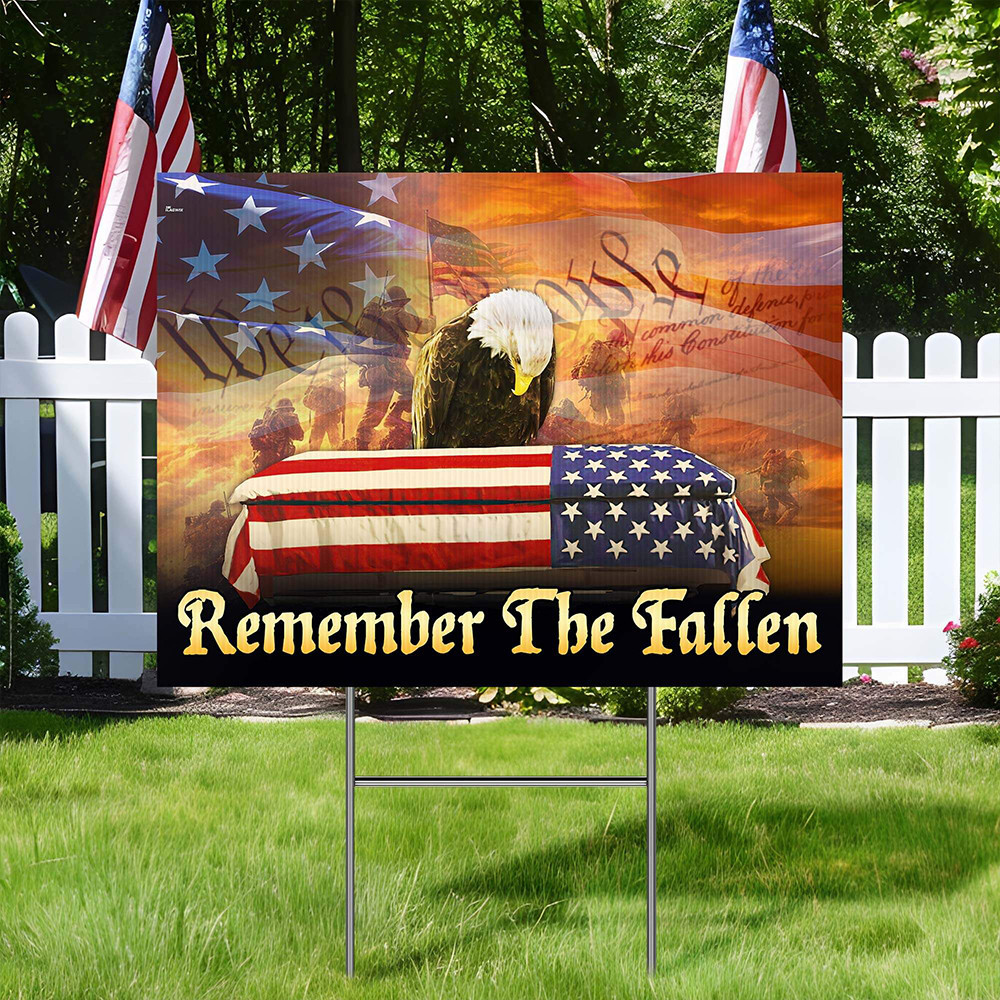 US Eagle Remember The Fallen Yard Sign We The People Veteran Day Decorations US Eagle Remember The Fallen Yard Sign We The People Veteran Day Decorations