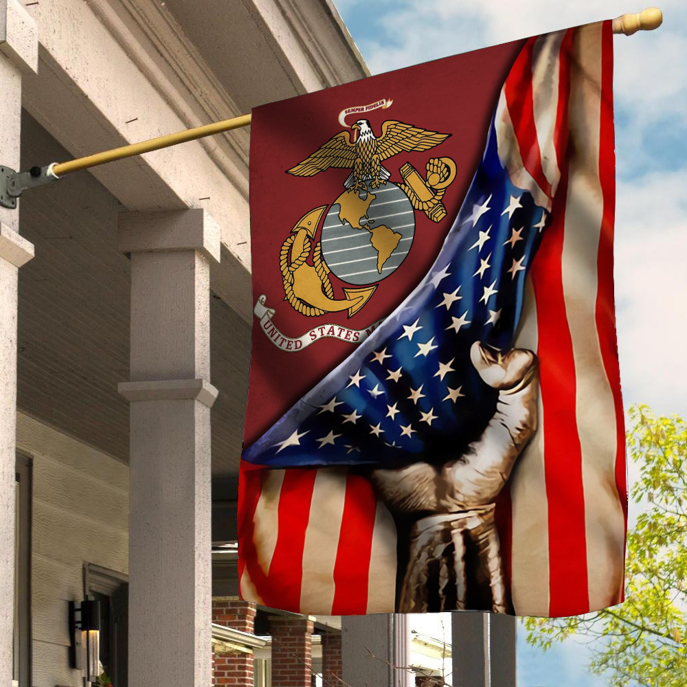 US Marine Corps Flag Inside American Flag 4th Of July Patriotic Yard Decor US Marine Corps Flag Inside American Flag 4th Of July Patriotic Yard Decor