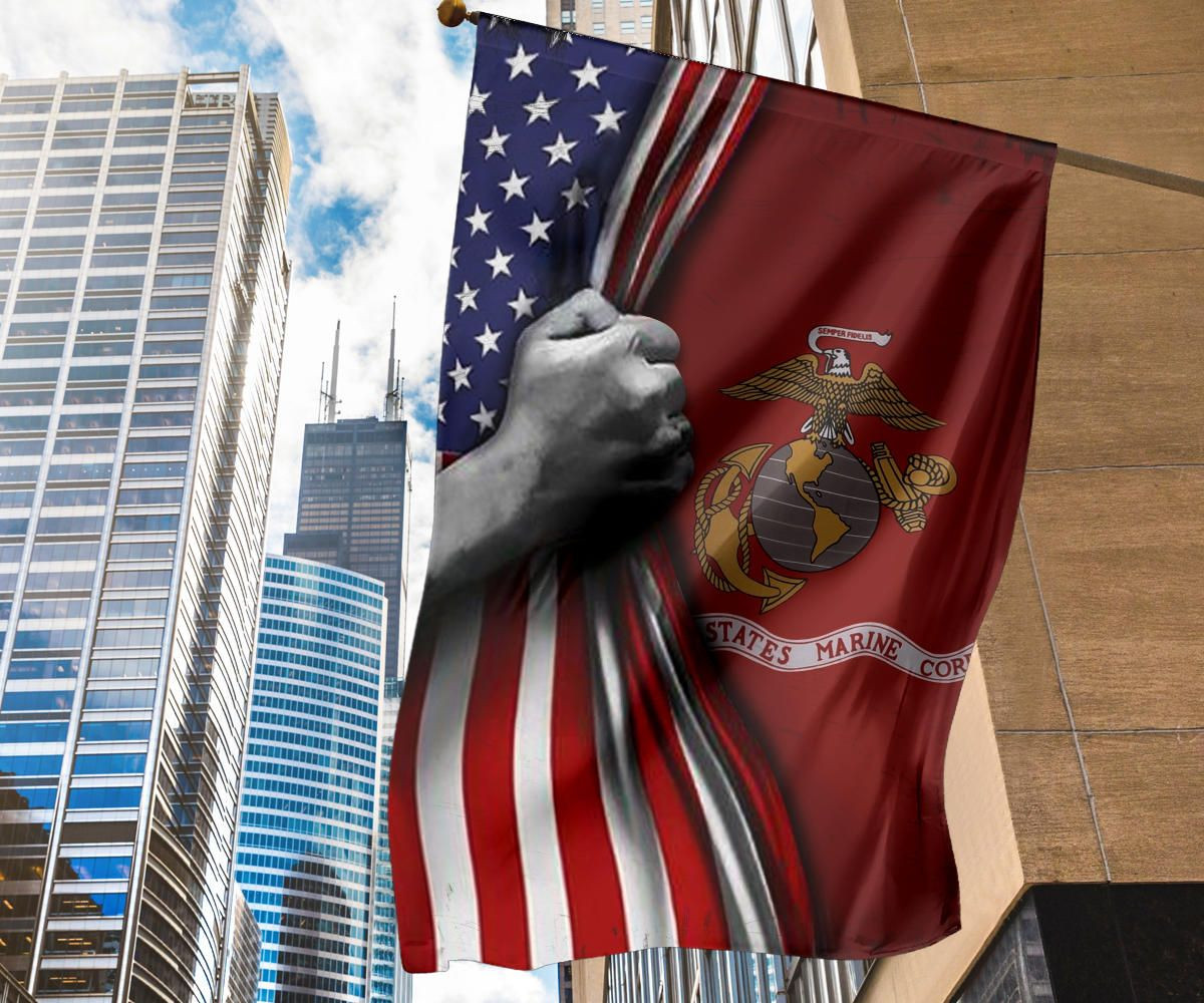 U.S Marine Corps Flag Inside American Flag Patriotic Welcome Holiday 4Th July Decor In-Outdoor U.S Marine Corps Flag Inside American Flag Patriotic Welcome Holiday 4Th July Decor In-Outdoor