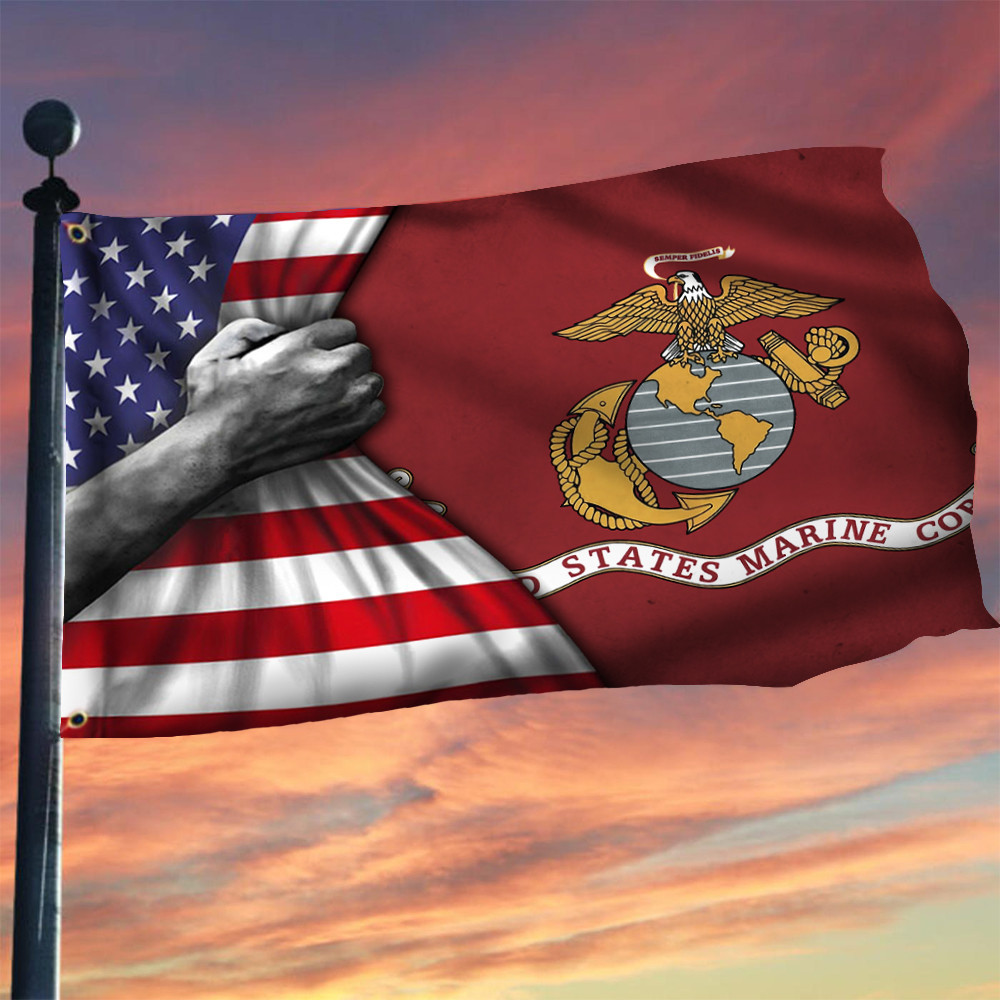U.S Marine Corps Flag Inside American Flag Patriotic Welcome Holiday 4Th July Decor In-Outdoor U.S Marine Corps Flag Inside American Flag Patriotic Welcome Holiday 4Th July Decor In-Outdoor