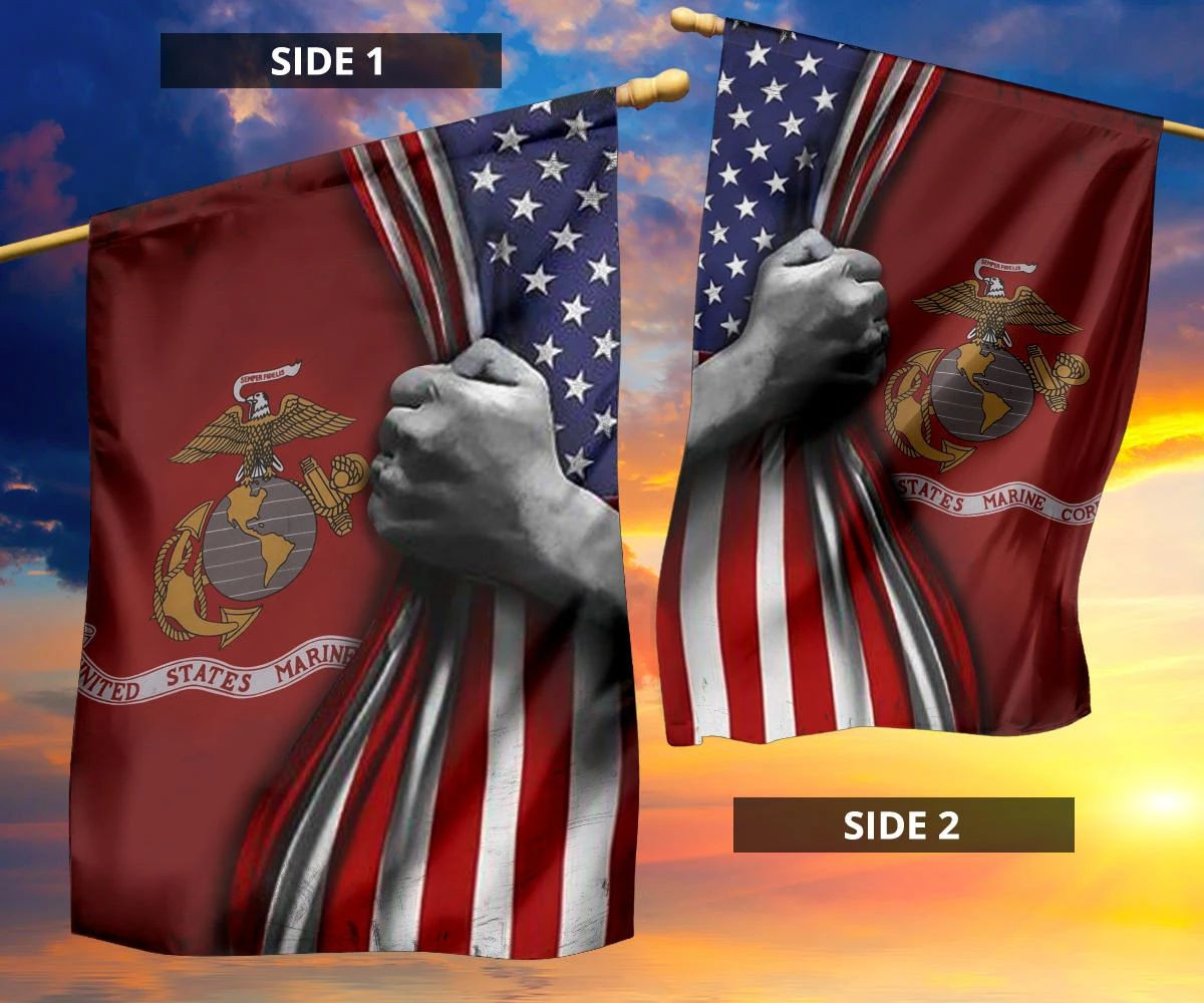 U.S Marine Corps Flag Inside American Flag Patriotic Welcome Holiday 4Th July Decor In-Outdoor U.S Marine Corps Flag Inside American Flag Patriotic Welcome Holiday 4Th July Decor In-Outdoor