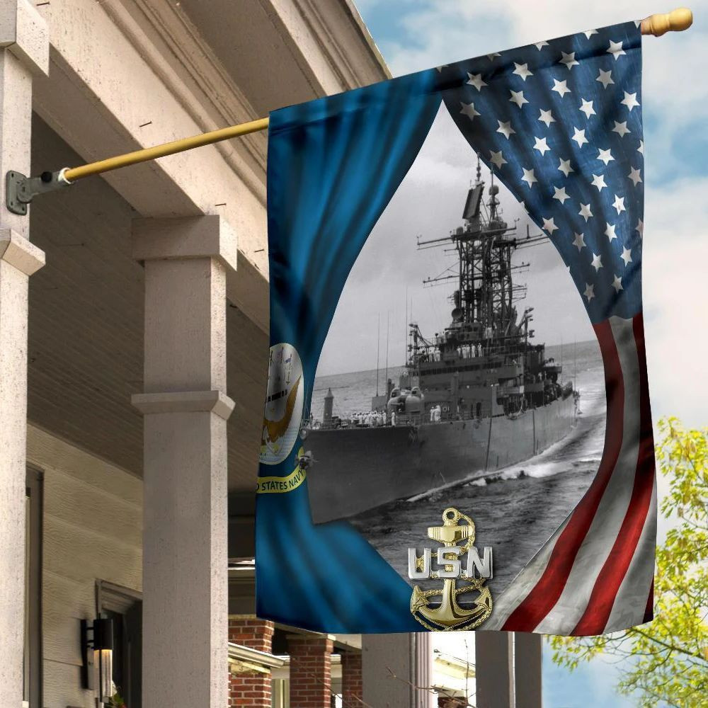 US Navy Flag And American Flag Patriotic Honor Navy Ship USN Decor Gift For Navy Sailors US Navy Flag And American Flag Patriotic Honor Navy Ship USN Decor Gift For Navy Sailors