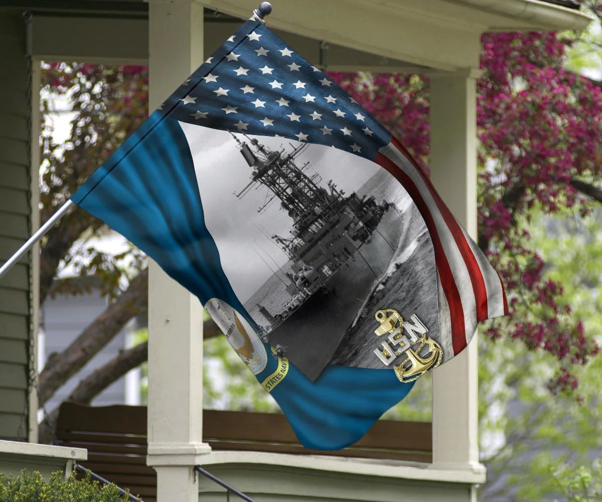 US Navy Flag And American Flag Patriotic Honor Navy Ship USN Decor Gift For Navy Sailors US Navy Flag And American Flag Patriotic Honor Navy Ship USN Decor Gift For Navy Sailors