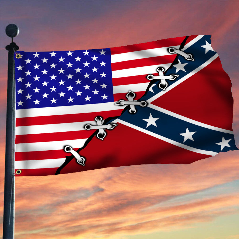 USA And Civil War Flag Civil War States Of America Flag Patriotic Merch Lawn Decor USA And Civil War Flag Civil War States Of America Flag Patriotic Merch Lawn Decor