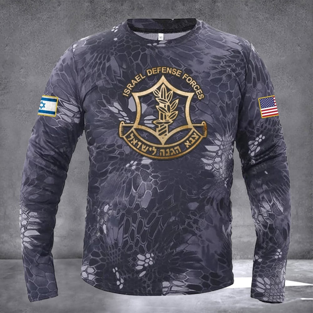 USA I Stand With Israel Camo Rash Guard IDF Long Sleeve Support Israel Sportswear IDF Pro USA I Stand With Israel Camo Rash Guard IDF Long Sleeve Support Israel Sportswear IDF Pro