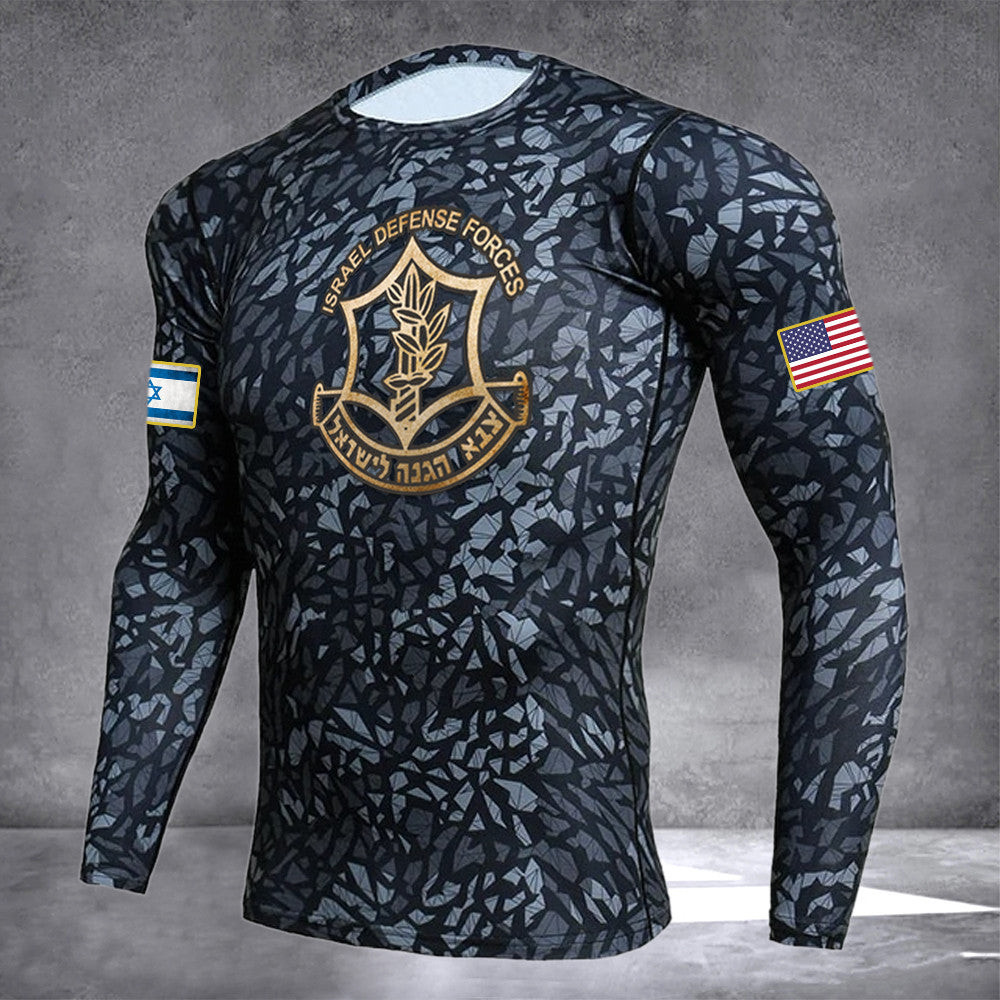 USA I Stand With Israel Camo Rash Guard IDF Merch Support Israel Sportswear Israeli Clothing USA I Stand With Israel Camo Rash Guard IDF Merch Support Israel Sportswear Israeli Clothing