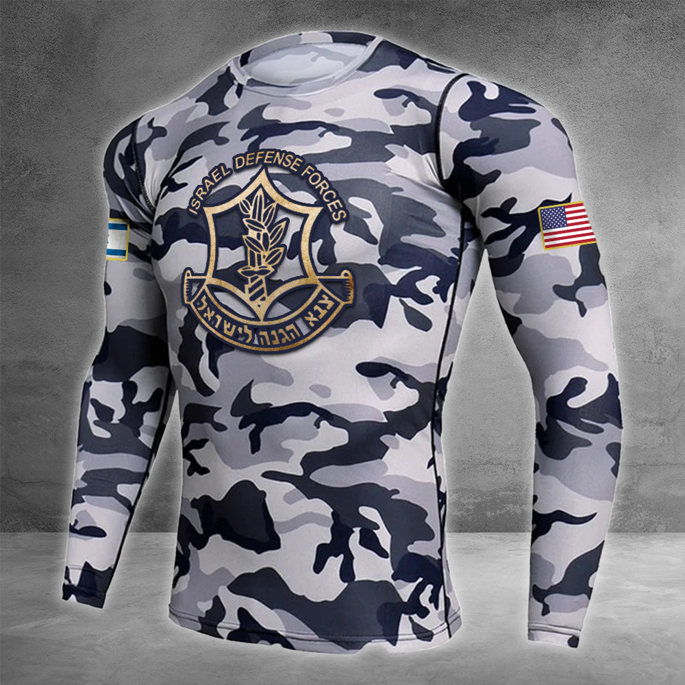 USA I Stand With Israel Camo Rash Guard Pray For Israel Sportswear Israeli Clothing IDF Merch USA I Stand With Israel Camo Rash Guard Pray For Israel Sportswear Israeli Clothing IDF Merch