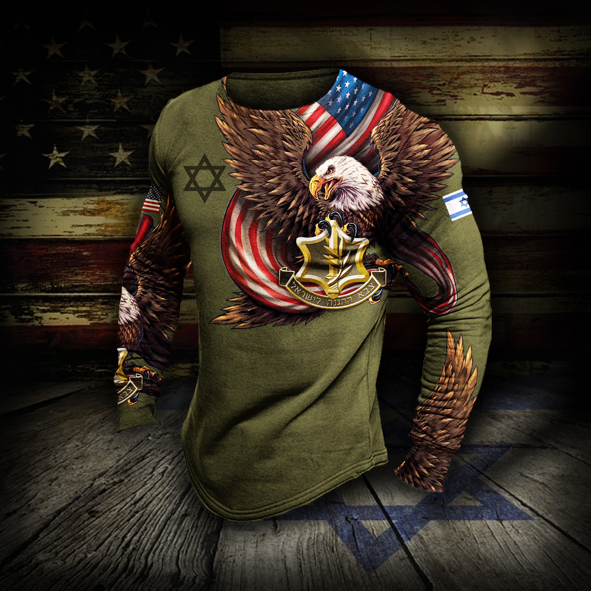 USA I Stand With Israel Rash Guard American Eagle IDF Long Sleeve Support Israel Clothing USA I Stand With Israel Rash Guard American Eagle IDF Long Sleeve Support Israel Clothing