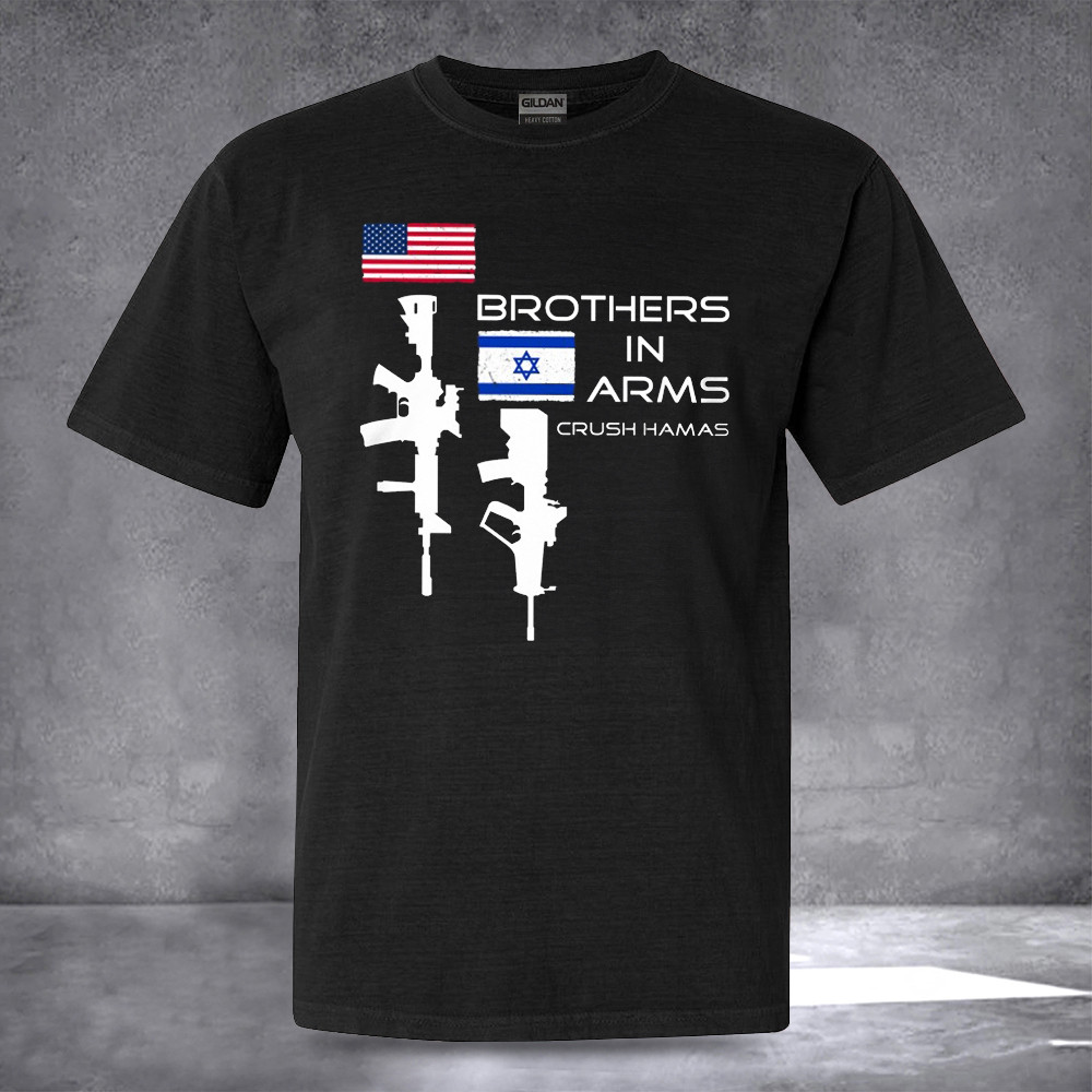 USA I Stand With Israel T-Shirt Brothers In Arms Crush Hamas Shirt Support Israel Clothing USA I Stand With Israel T-Shirt Brothers In Arms Crush Hamas Shirt Support Israel Clothing
