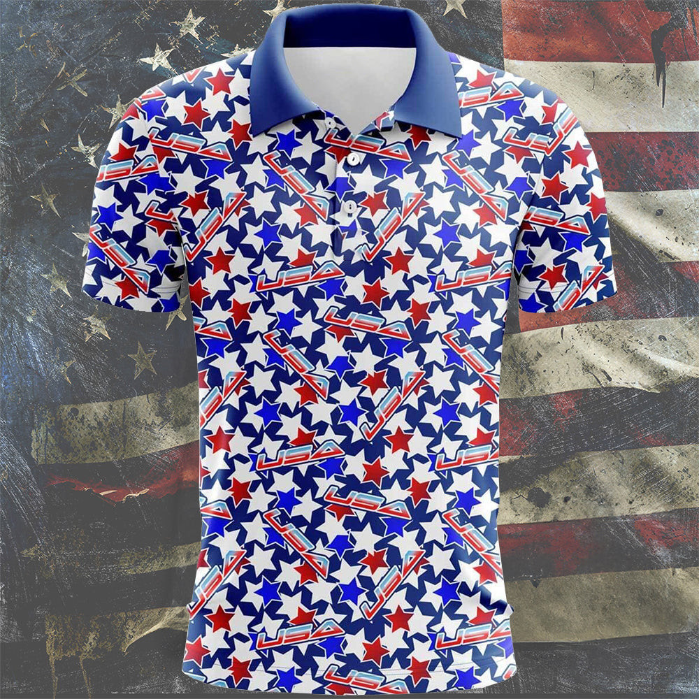 USA Star Polo Shirt Mens Patriotic Golf Shirts Gift For Golfer Husband USA Star Polo Shirt Mens Patriotic Golf Shirts Gift For Golfer Husband