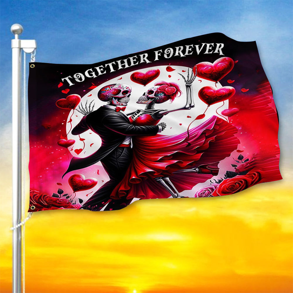 Valentine's Day Flag Dance Skeleton Couple Together Forever Flag Valentine's Day Home Decor