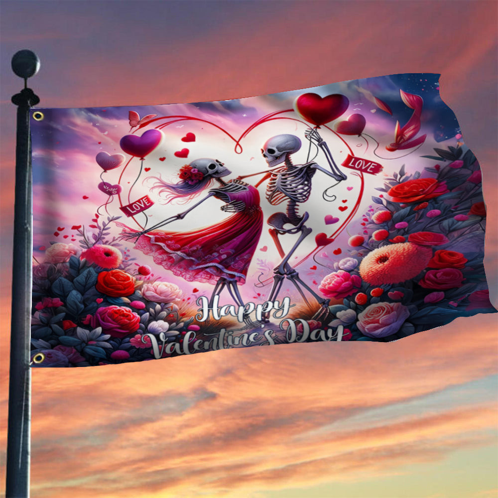 Valentine's Day Flag Dance Skeleton Couple Valentine Flag Funny Gifts For Boyfriend Valentine's Day Flag Dance Skeleton Couple Valentine Flag Funny Gifts For Boyfriend