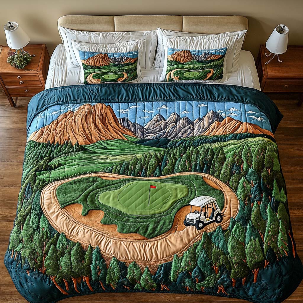 Valley Wind Golf Course Quilted Bedding Set Duvet Cover Merch Unique Golf Presents Valley Wind Golf Course Quilted Bedding Set Duvet Cover Merch Unique Golf Presents