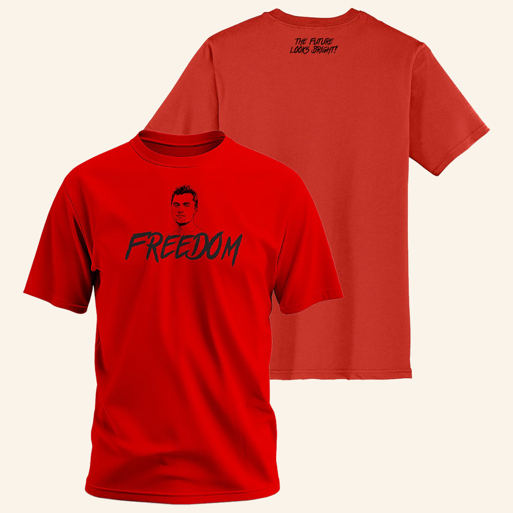Valuetainment Merch Red Charlie Kirk Freedom T-Shirt The Future Looks Bright Apparel Gifts