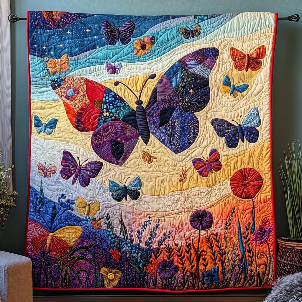 Velvet Flutter Quilted Blanket Cute Colorful Blanket Butterfly Birthday Presents Velvet Flutter Quilted Blanket Cute Colorful Blanket Butterfly Birthday Presents