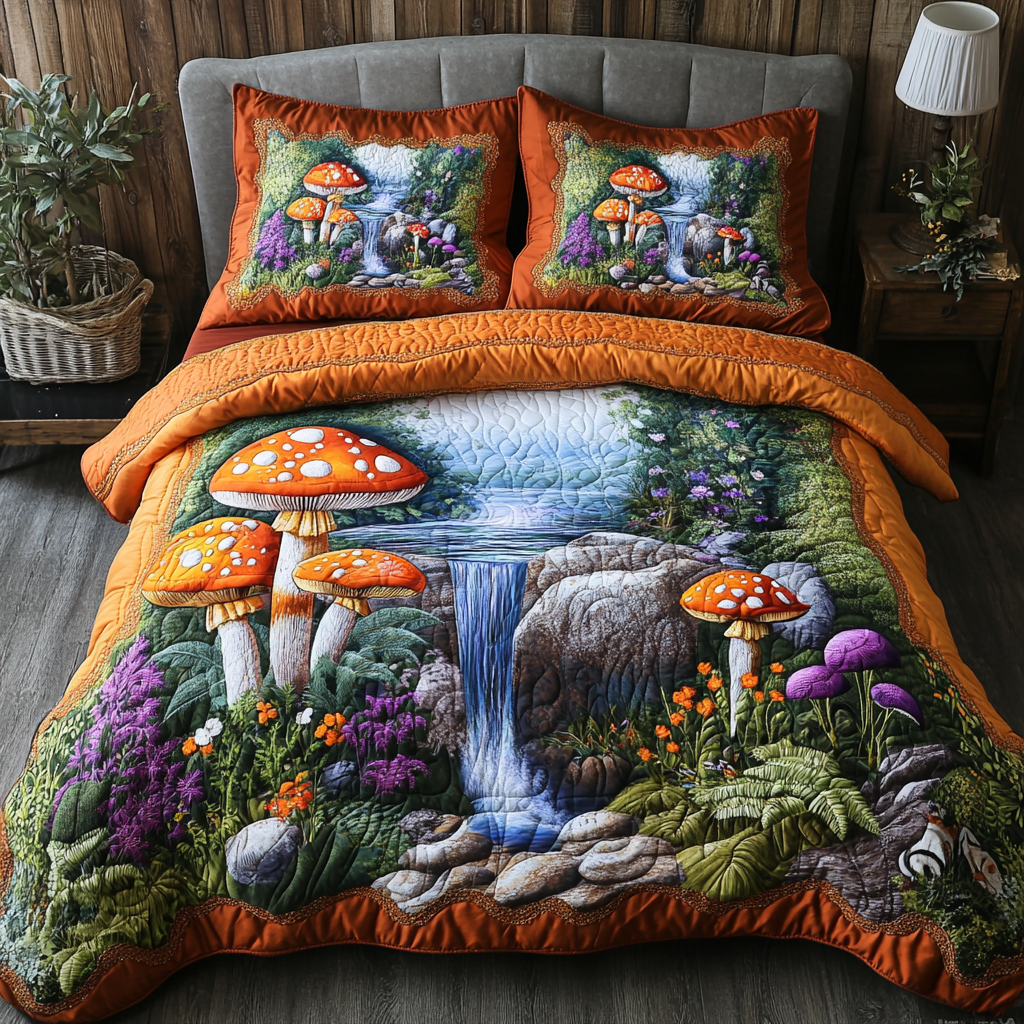 Velvet Fungi Quilted Bedding Set Duvet Cover Bed Sheet Set Birthday Gift Ideas For Hippies Velvet Fungi Quilted Bedding Set Duvet Cover Bed Sheet Set Birthday Gift Ideas For Hippies