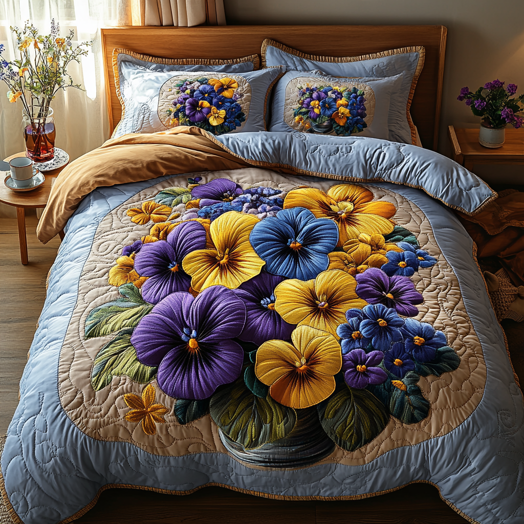 Vibrant Bloom Quilted Bedding Set Duvet Cover Bedspread Gifts For Flower Lovers Vibrant Bloom Quilted Bedding Set Duvet Cover Bedspread Gifts For Flower Lovers