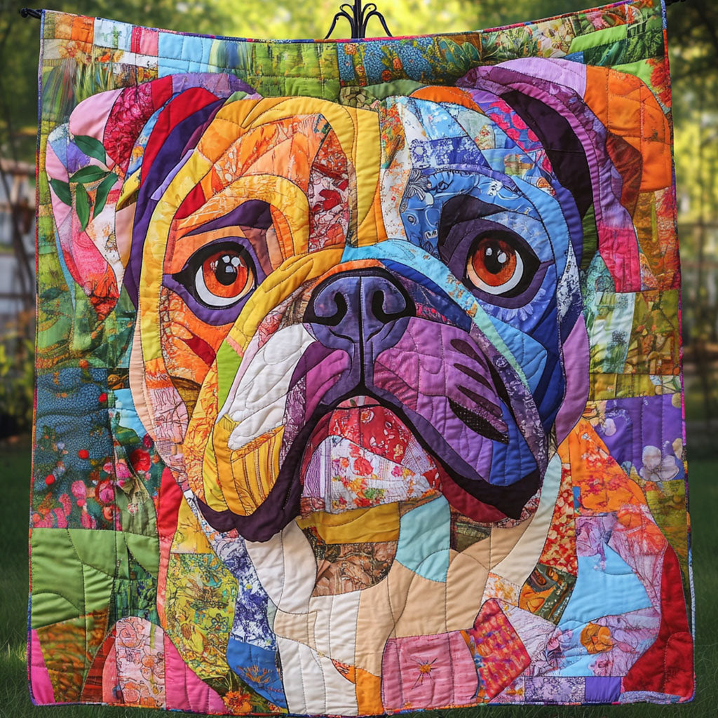 Vibrant Bulldog Quilted Blanket Cute Colorful Blanket Bulldog Owner Gifts For Him Her Vibrant Bulldog Quilted Blanket Cute Colorful Blanket Bulldog Owner Gifts For Him Her