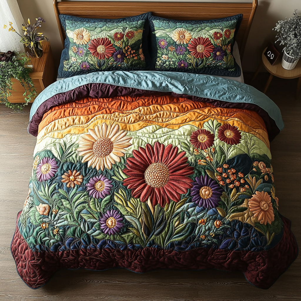 Vibrant Garden Quilted Bedding Set Duvet Cover Bedspreads Flower Daisy Birthday Gifts Vibrant Garden Quilted Bedding Set Duvet Cover Bedspreads Flower Daisy Birthday Gifts