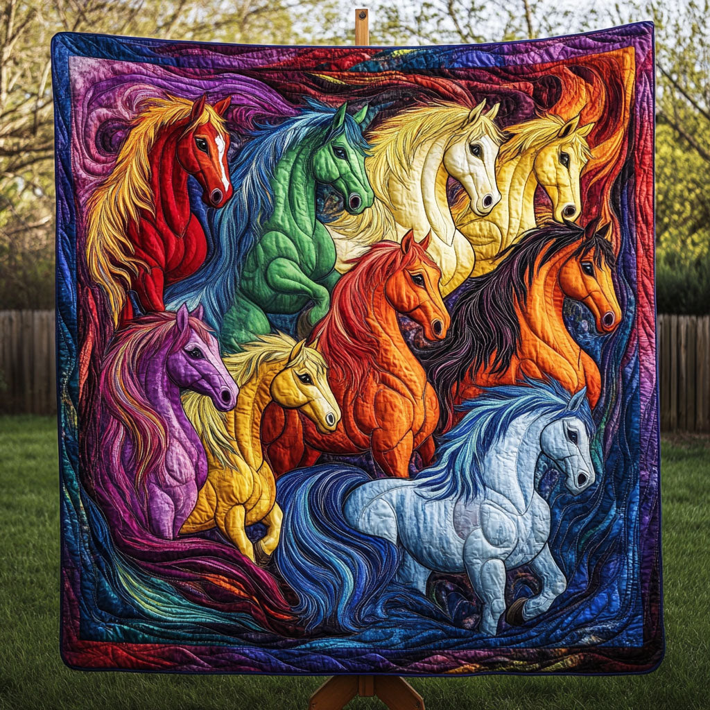 Vibrant Herd Quilted Blanket Sofa Throw Blanket Birthday Present Ideas For Horse Lover Vibrant Herd Quilted Blanket Sofa Throw Blanket Birthday Present Ideas For Horse Lover