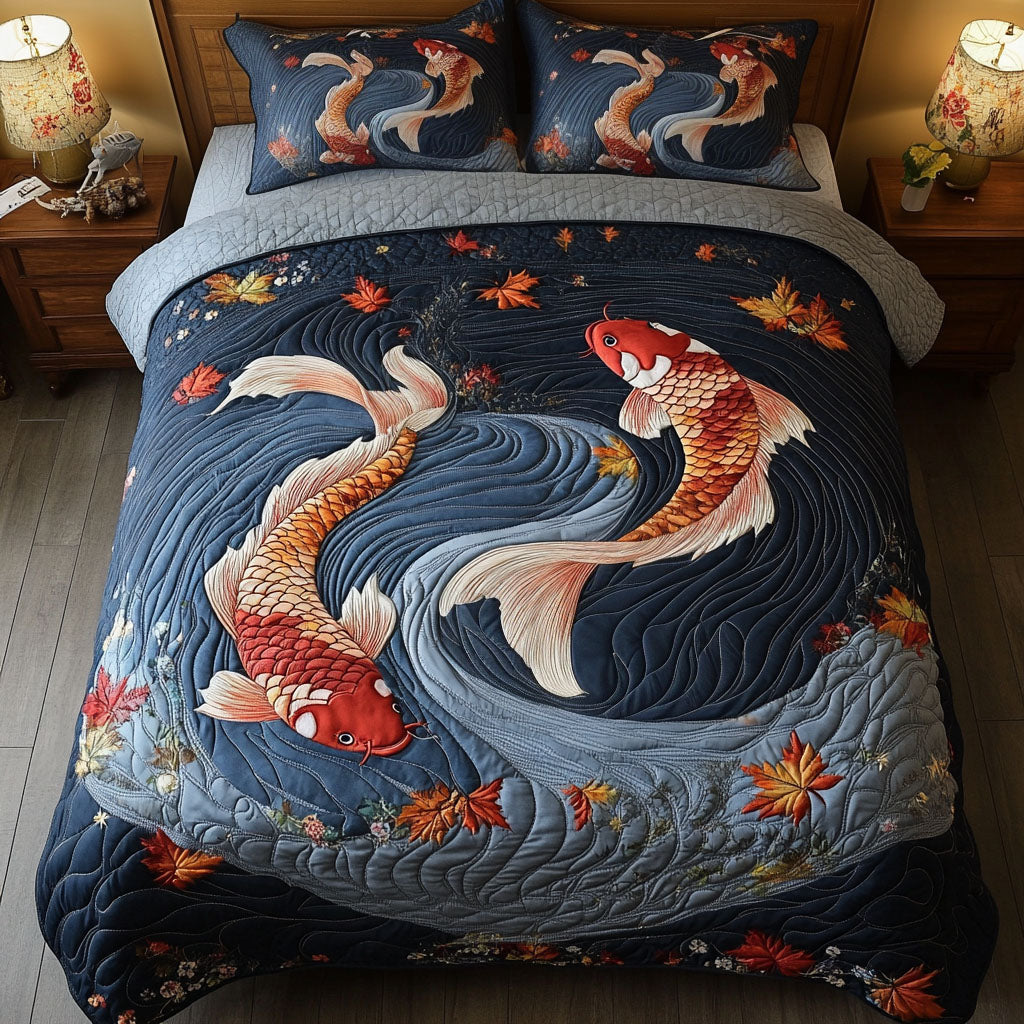 Vibrant Koi Quilted Bedding Set Duvet Cover Bedspread Koi Fish Presents Vibrant Koi Quilted Bedding Set Duvet Cover Bedspread Koi Fish Presents