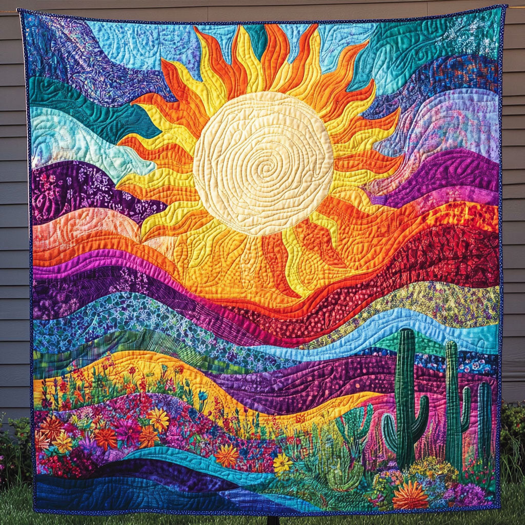 Vibrant Sunscape Quilted Blanket Cute Colorful Blanket Awesome Gifts For Cactus Lovers Vibrant Sunscape Quilted Blanket Cute Colorful Blanket Awesome Gifts For Cactus Lovers