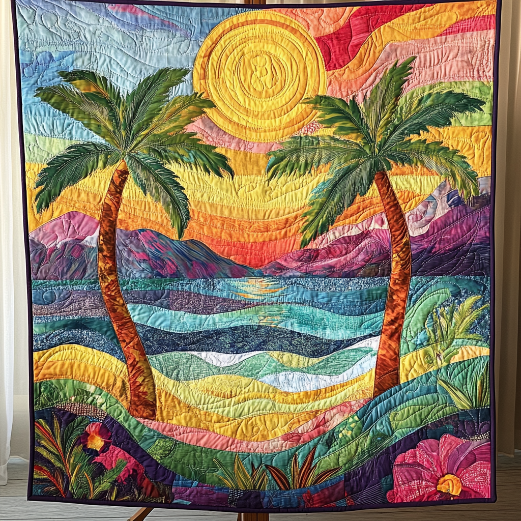 Vibrant Tropics Quilted Blanket Cute Colorful Blanket Unique Beach Gifts Vibrant Tropics Quilted Blanket Cute Colorful Blanket Unique Beach Gifts