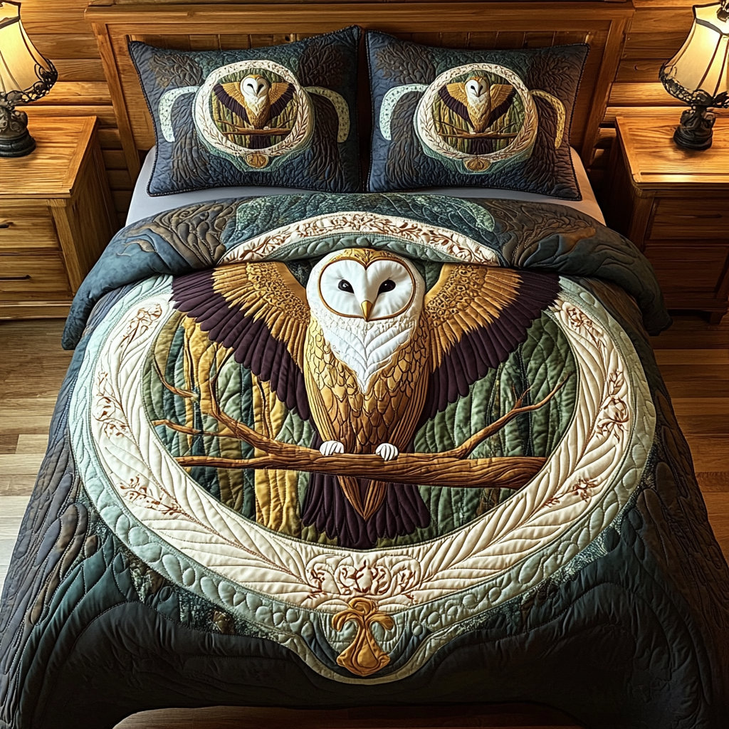 Vintage Barn Owl Quilted Bedding Set Duvet Cover Merch Owl Merchandise Gifts Vintage Barn Owl Quilted Bedding Set Duvet Cover Merch Owl Merchandise Gifts