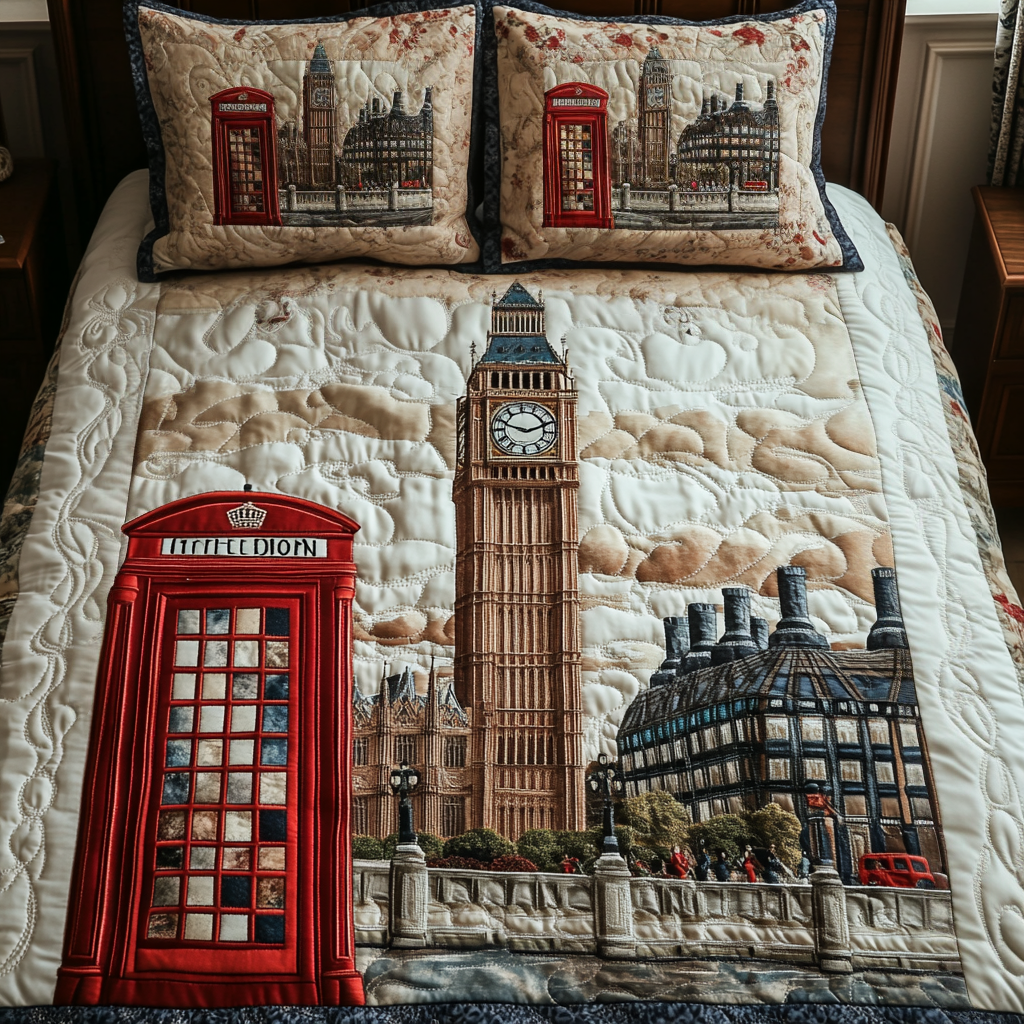 Vintage London Quilted Bedding Set Duvet Cover Bedspread Gifts For People Who Love England Vintage London Quilted Bedding Set Duvet Cover Bedspread Gifts For People Who Love England