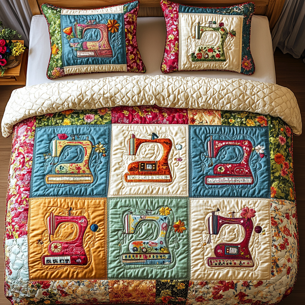 Vintage Sewing Machine Quilted Bedding Set Duvet Cover Merch Sewing Projects For Gifts Vintage Sewing Machine Quilted Bedding Set Duvet Cover Merch Sewing Projects For Gifts
