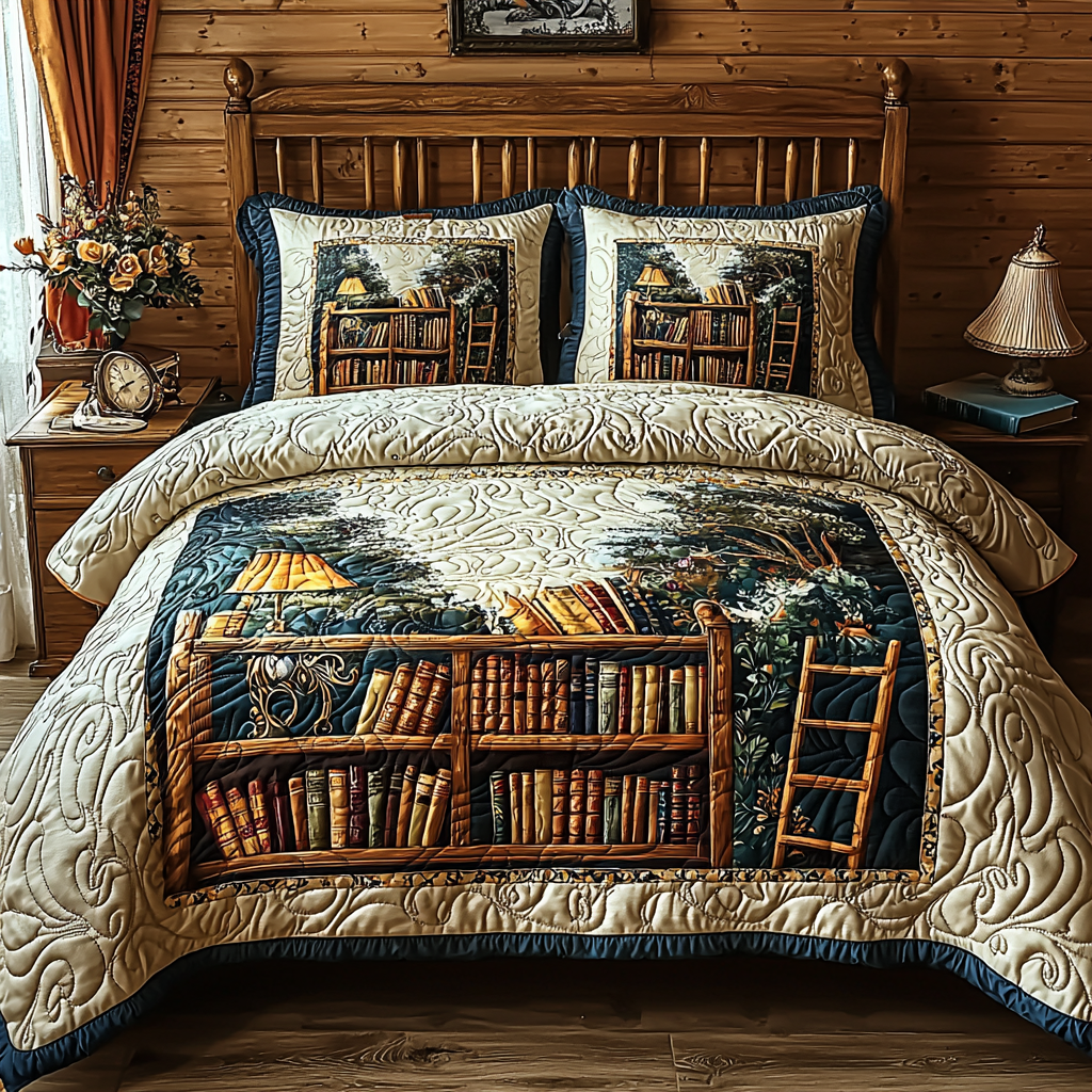 Vintage Shelf Quilted Bedding Set Duvet Cover Merch Unusual Book Gifts Items Vintage Shelf Quilted Bedding Set Duvet Cover Merch Unusual Book Gifts Items