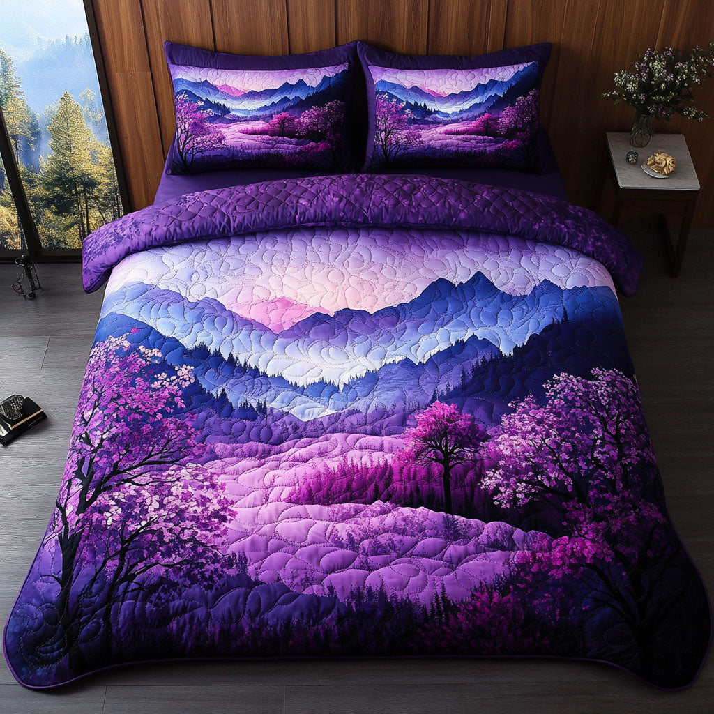 Violet Dreamscape Quilted Bedding Set Duvet Cover Bedspreads Flower Lavender Gifts For Her Violet Dreamscape Quilted Bedding Set Duvet Cover Bedspreads Flower Lavender Gifts For Her